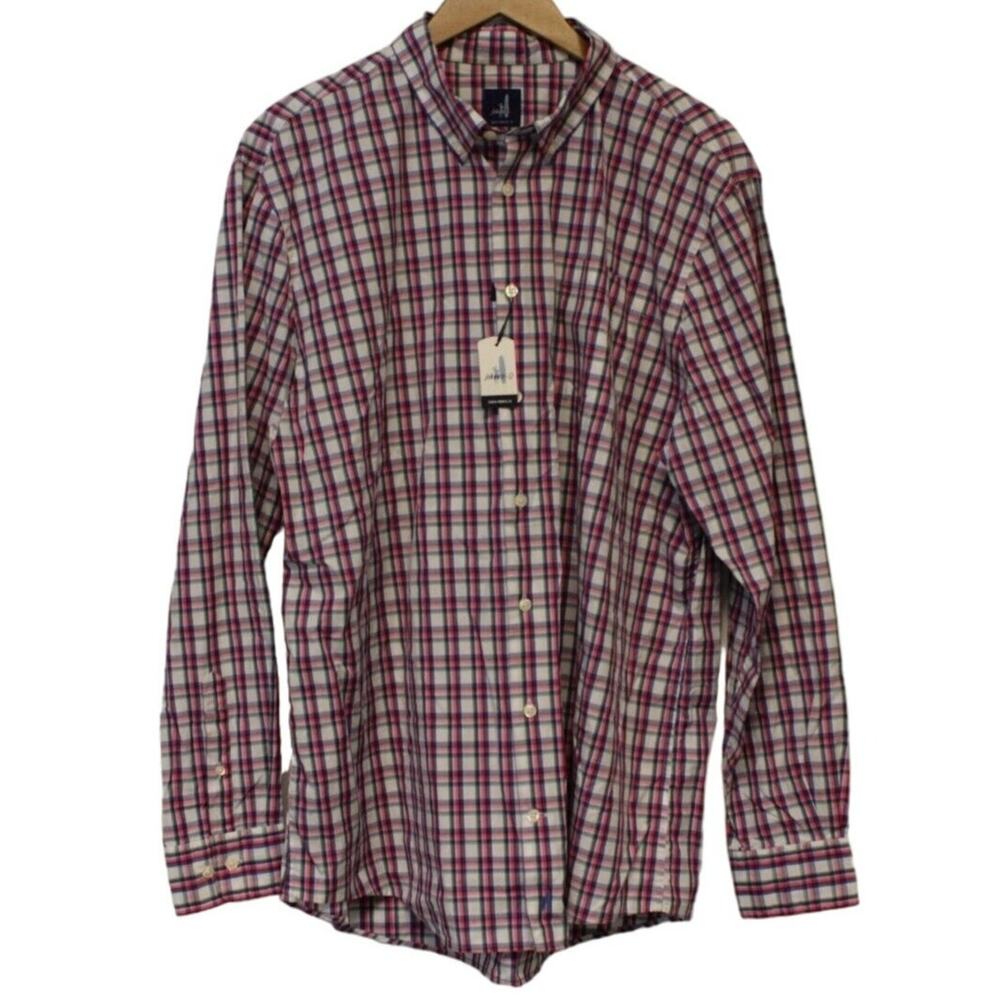 Johnnie O Button Up Shirt Men's XL Lionel Caliente Pink Check Plaid NWT $135